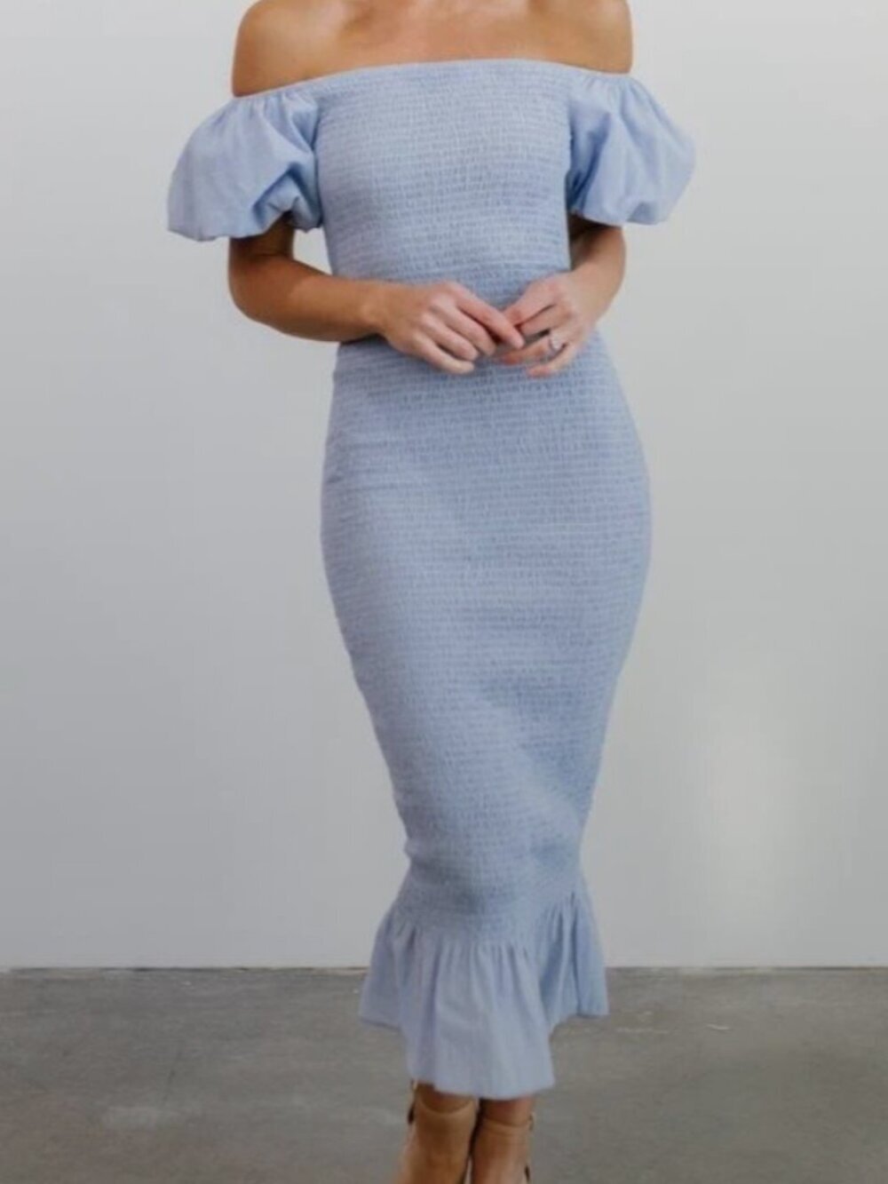Baltic Born blue dress S blue cotton smocked